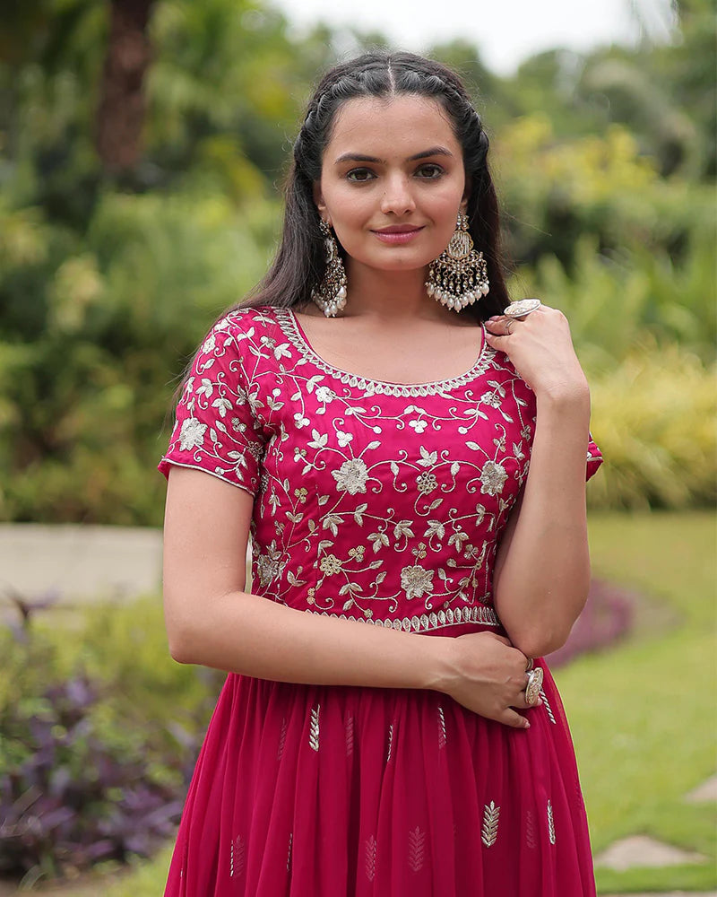 Womenline Rani Color Faux Blooming Embroidered Gown