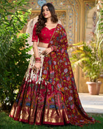Womenline Off-White Color Tussar Silk Kalamkari Printed Navratri Lehenga Choli