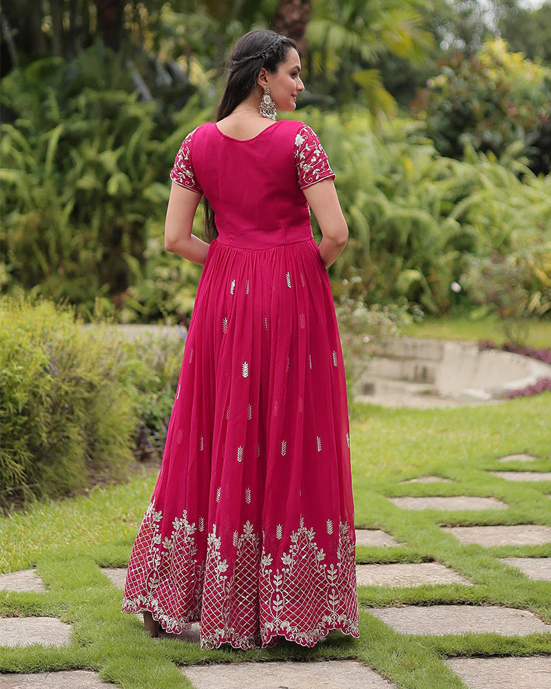 Womenline Rani Color Faux Blooming Embroidered Gown