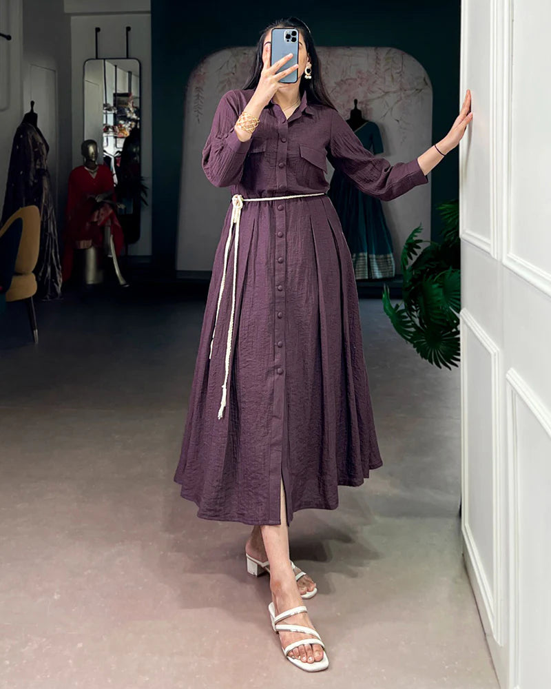 Womenline Dusty Mauve Color Crackel Tunic