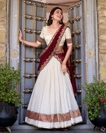 Womenline Off White Color Vichitra Silk Sequins Lehenga Choli