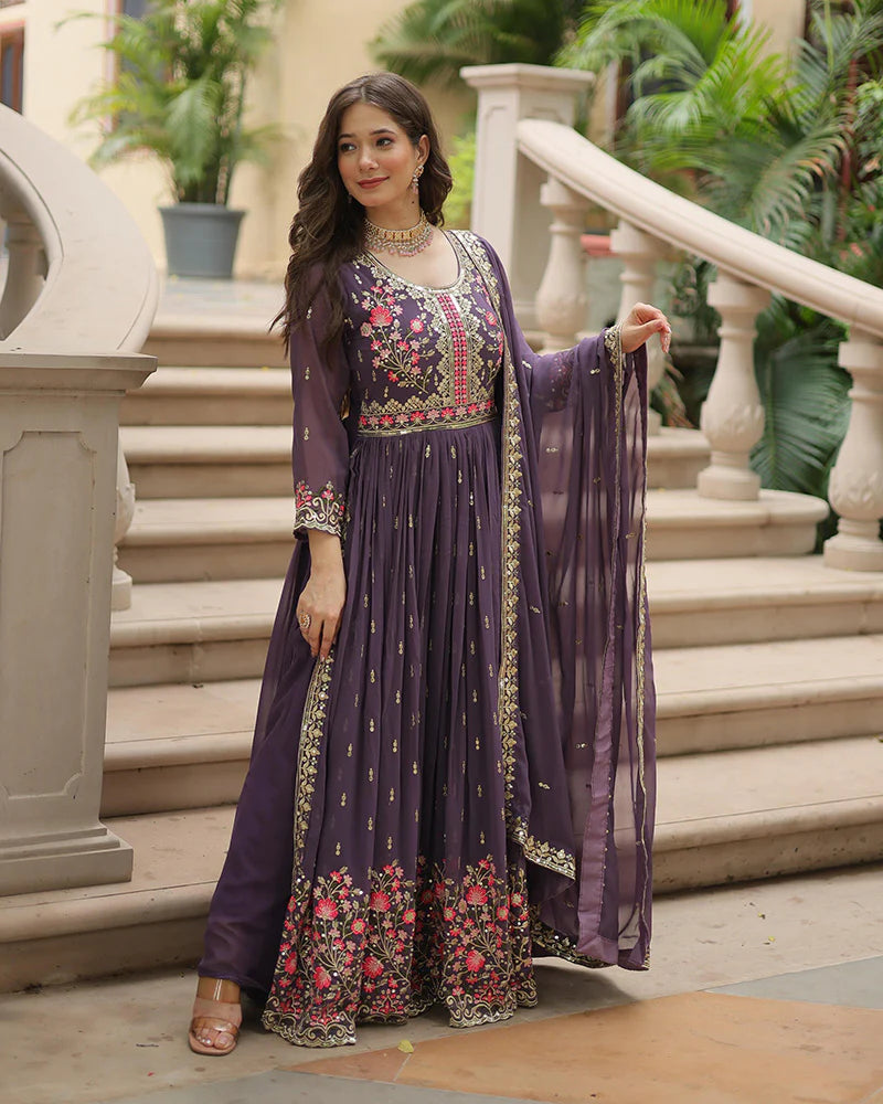 Womenline Designer Lavender Color Three Piece Sharara Suit