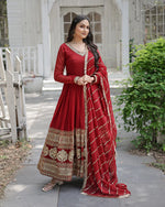 Womenline Maroon Color Designer Fully Stitched Anarkali Gown