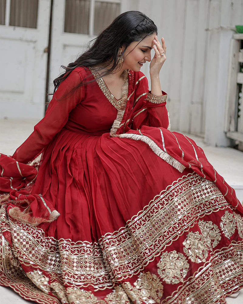 Womenline Maroon Color Designer Fully Stitched Anarkali Gown