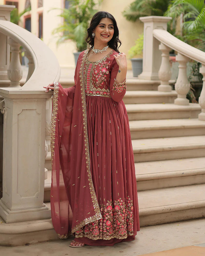 Womenline Designer Peach Color Three Piece Sharara Suit