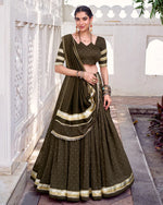 Womenline Classic Mehndi Color Pure Chanderi Navratri Lehenga Choli