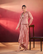 Womenline Salmon Printed Jacket Style Indo-Western Co-Ord Set