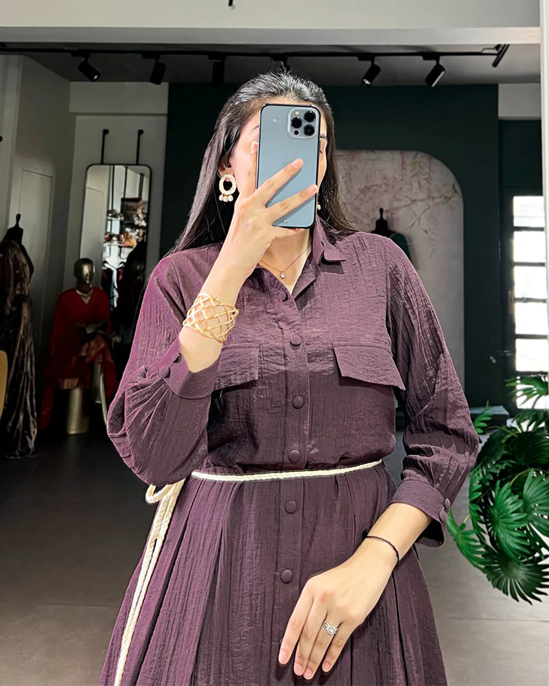 Womenline Dusty Mauve Color Crackel Tunic