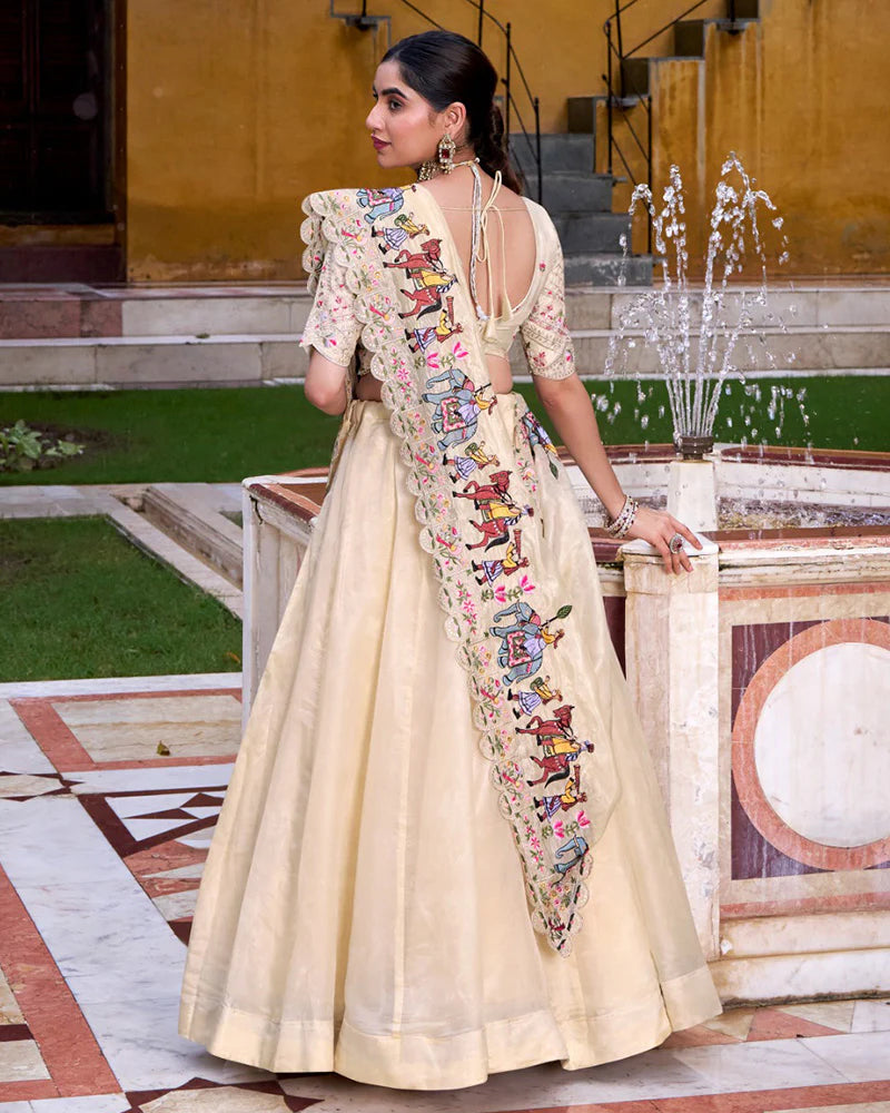 Womenline Off-White Color Raspberry Lehenga Choli
