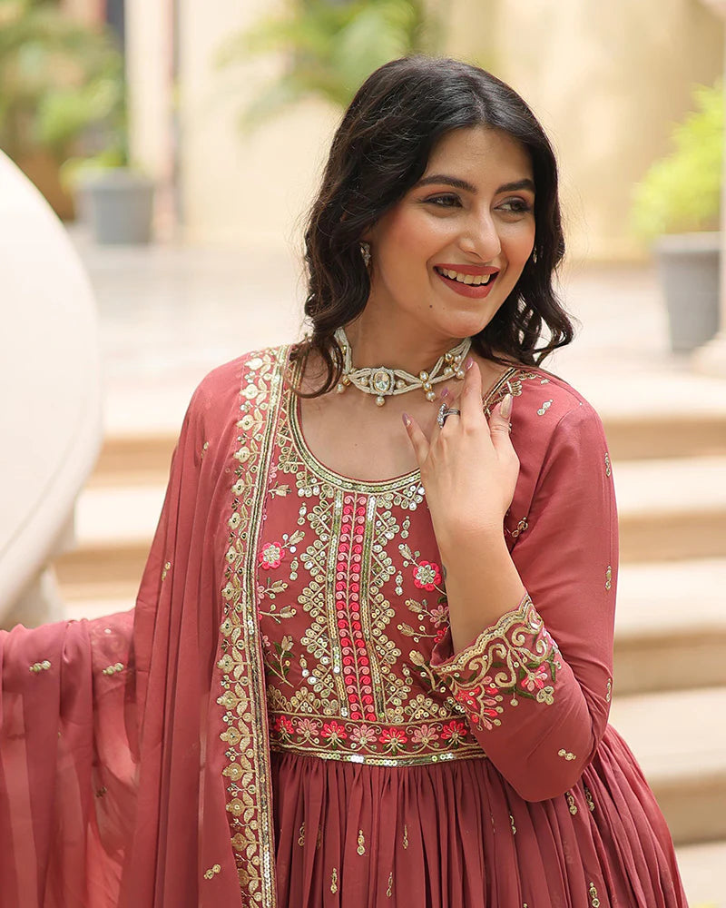 Womenline Designer Peach Color Three Piece Sharara Suit
