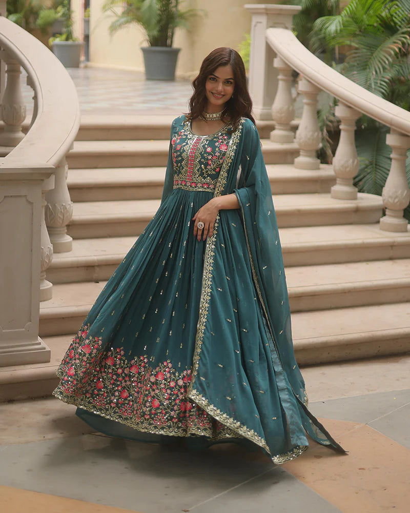 Womenline Designer Rama Color Three Piece Sharara Suit
