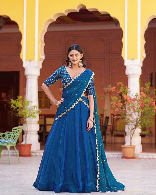 Womenline Morpich Color Fendi Embroidered Lehenga Choli