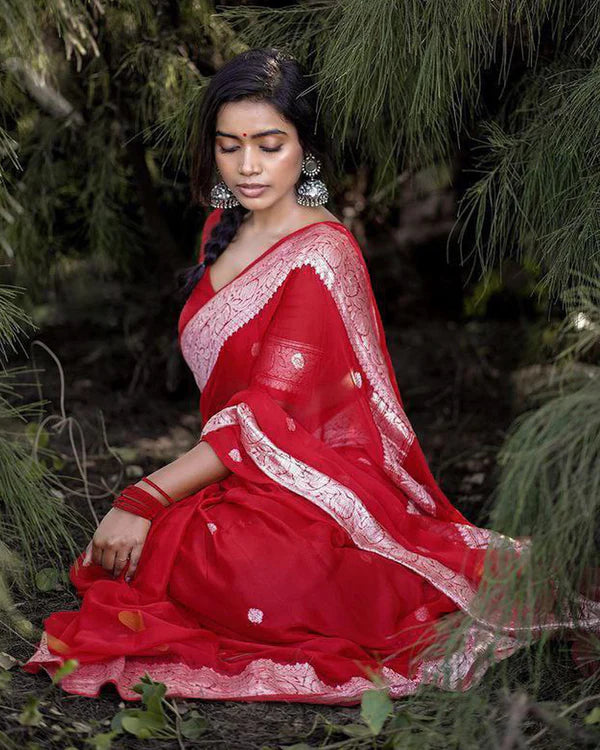 Womenline New Design Red Color Soft Cotton Saree