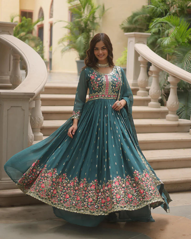 Womenline Designer Rama Color Three Piece Sharara Suit
