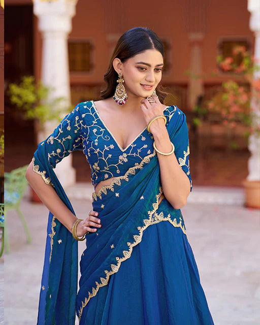 Womenline Morpich Color Fendi Embroidered Lehenga Choli