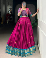 Womenline Pink Color Poly Cotton Zari Weaving Lehenga Choli