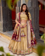 Womenline Cream Color Shimmer Organza Silk Lehenga Choli