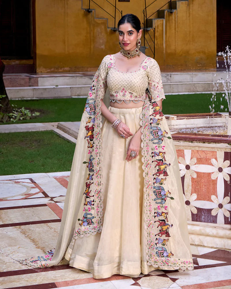 Womenline Off-White Color Raspberry Lehenga Choli