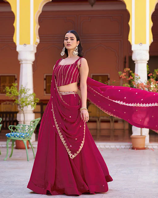 Womenline Rani pink Color Fendi Embroidered Lehenga Choli