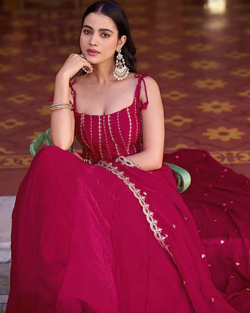 Womenline Rani pink Color Fendi Embroidered Lehenga Choli