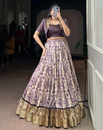 Womenline Luvender Color Tasar Silk Viscose Printed Lehenga Choli