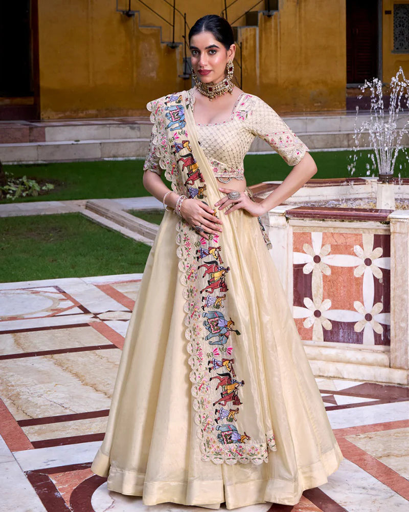 Womenline Off-White Color Raspberry Lehenga Choli