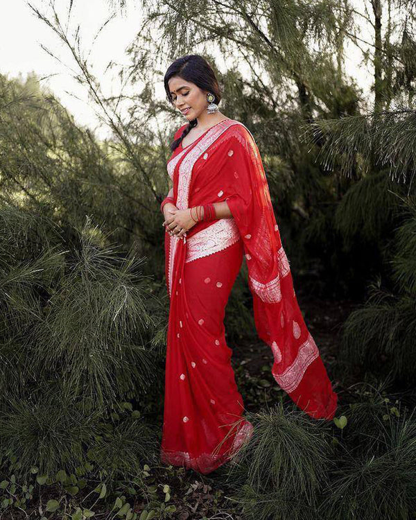 Womenline New Design Red Color Soft Cotton Saree