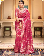 Womenline Rani Pink Color Banarasi Jacquard Zari Weaving Saree