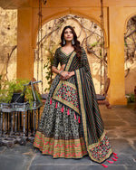 Womenline Black Color Tasar Silk Sparkle Lehenga Choli