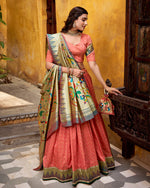 Womenline Peach Color Paithani Silk Zari Weaving Lehenga Choli