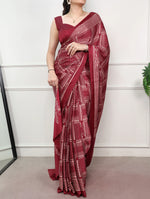 Womenline Maroon Color Satin Silk Saree