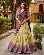 Womenline Dusty Mauve Color Vichitra Silk Printed Lehenga Choli