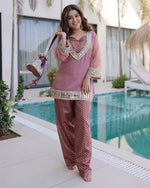 Womenline Dusty Rose Pink Color Salasa Plazzo Suit