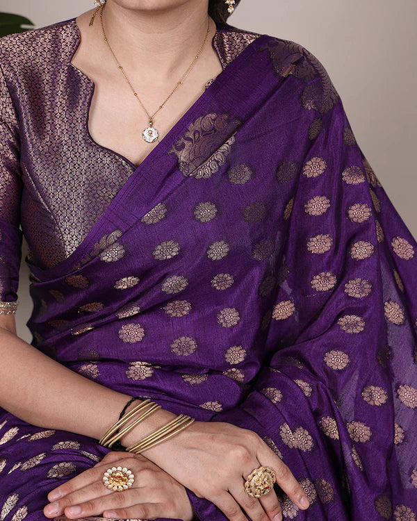 Womenline Purple Color Roop Silk Zari Weaving Saree