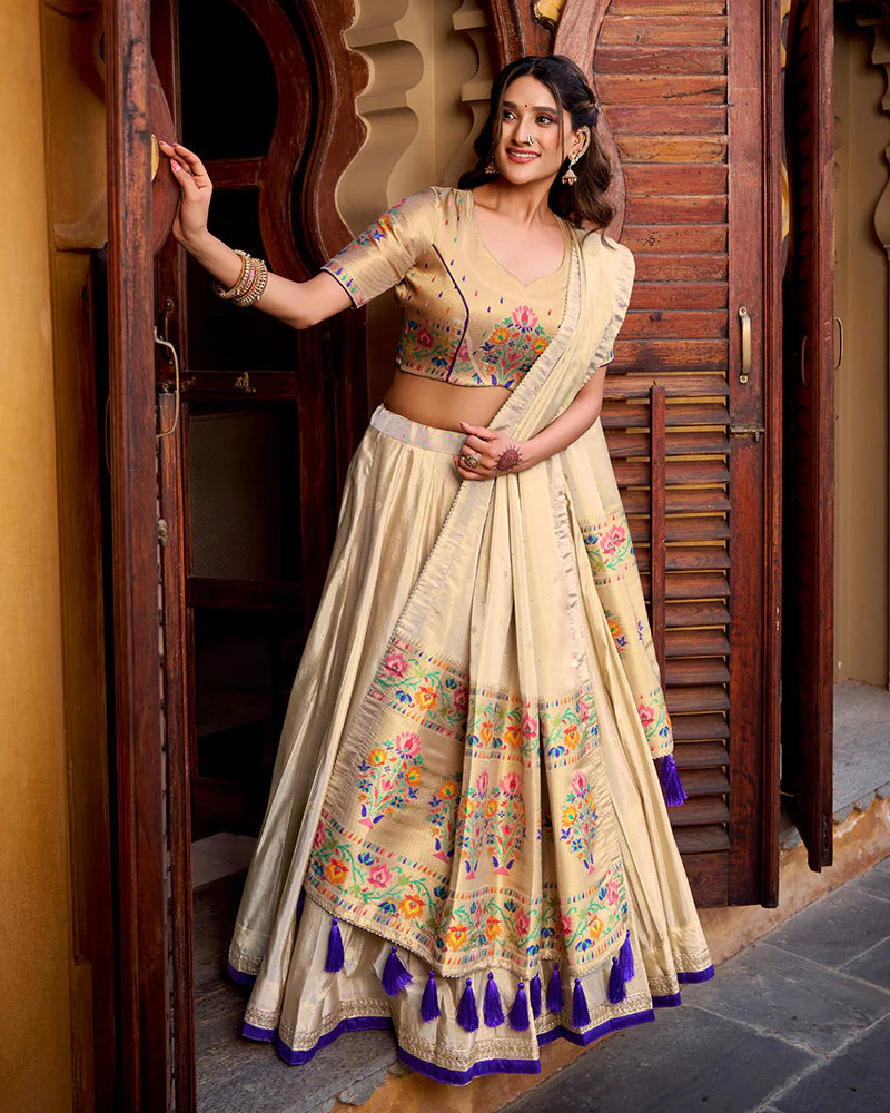 Womenline Designer Purple Color Paithani Silk Lehenga Choli