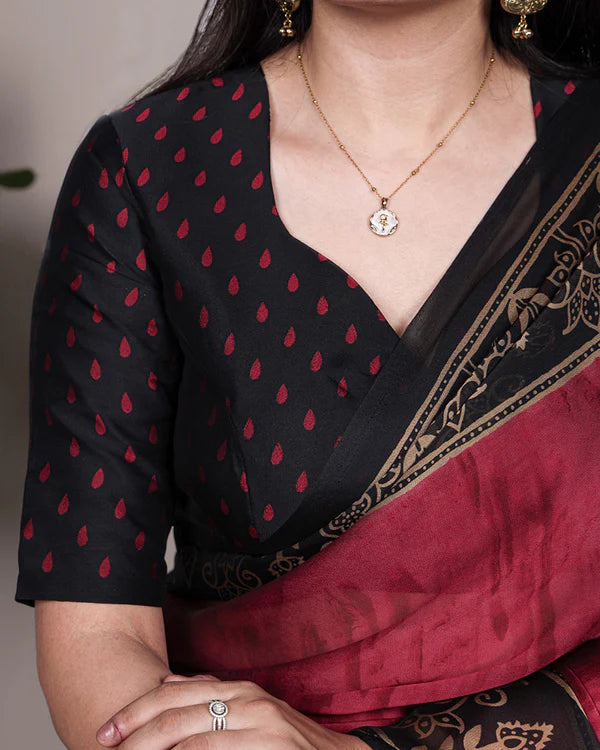 Womenline Maroon Color Rangoli Silk Printed Saree