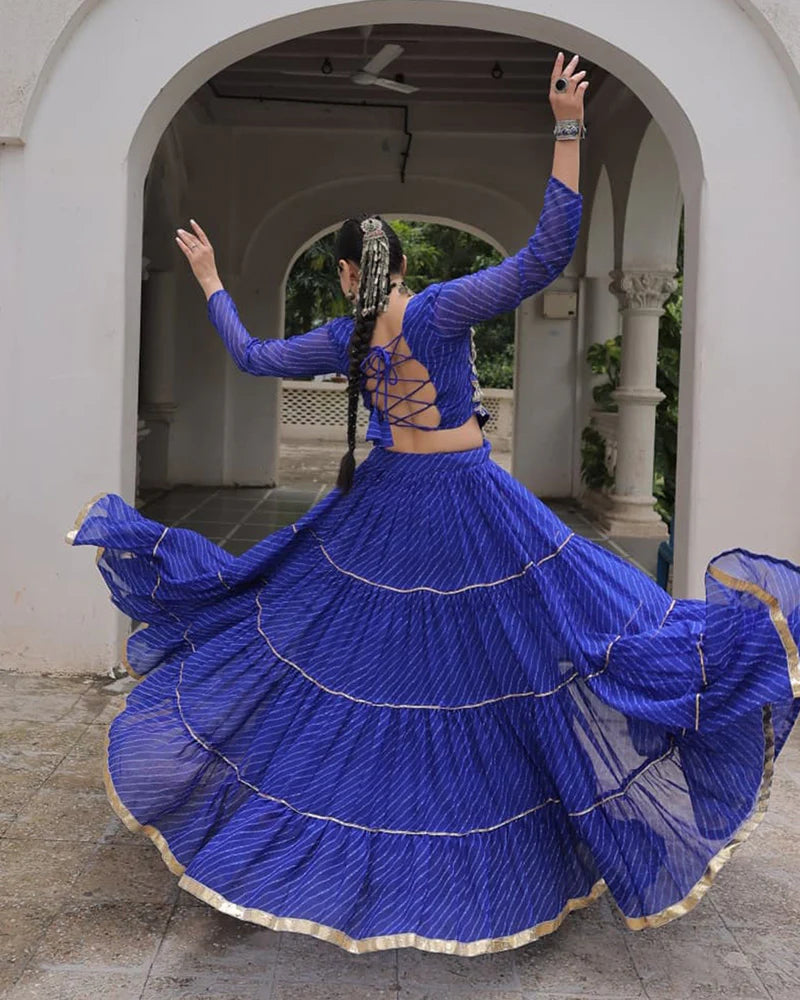 Womenline Blue Color Soft Georgette Navratri Lehenga Choli