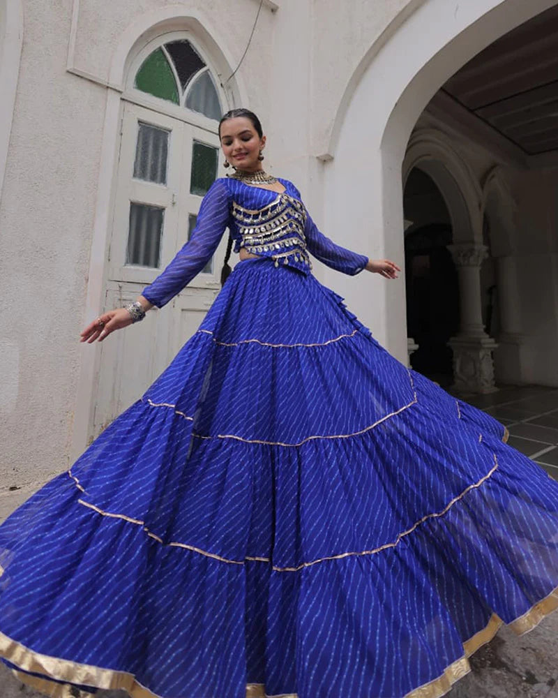 Womenline Blue Color Soft Georgette Navratri Lehenga Choli