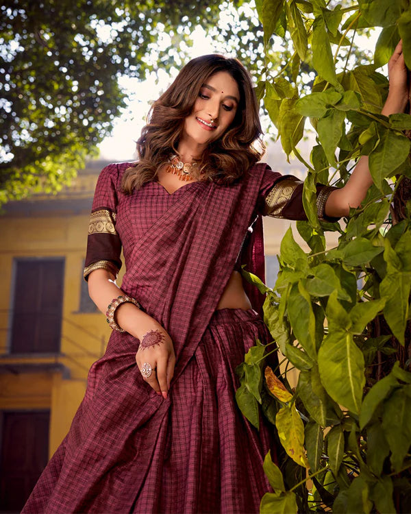 Womenline Pink Color Chettinad Cotton Half Saree