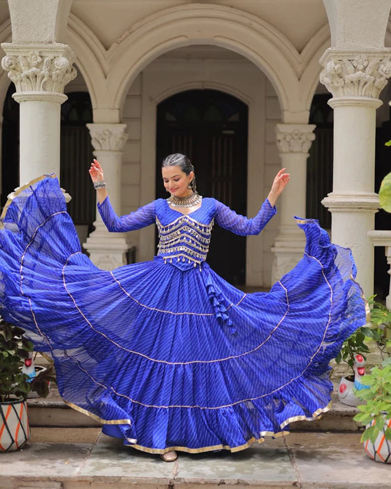 Womenline Blue Color Soft Georgette Navratri Lehenga Choli
