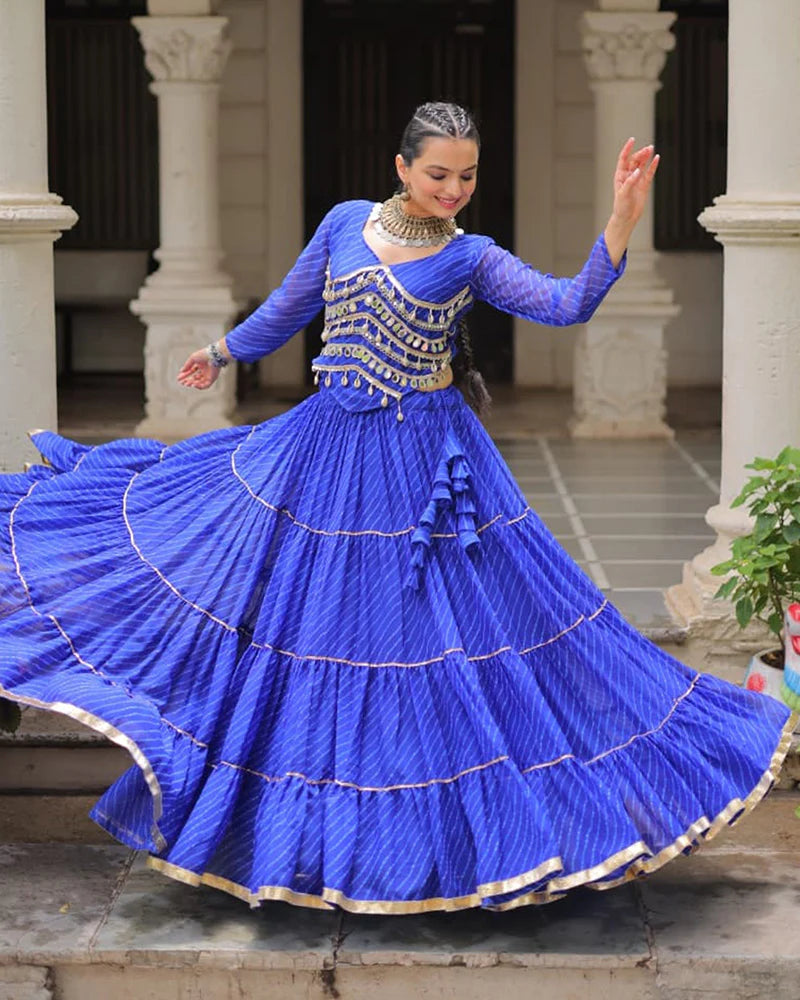 Womenline Blue Color Soft Georgette Navratri Lehenga Choli