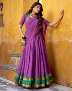 Womenline Elegant Purple Chanderi cotton half saree lehenga choli