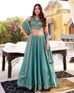 Womenline Sky Blue Color Chocolate Crush Lehenga Choli