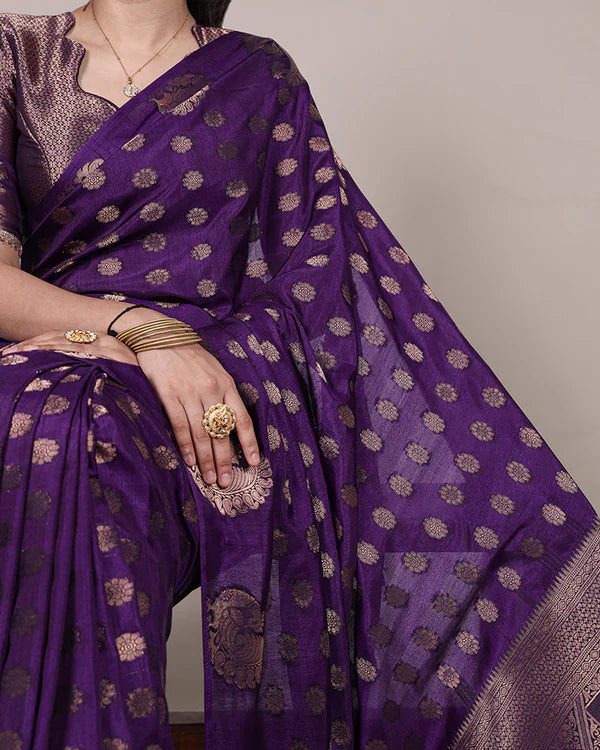 Womenline Purple Color Roop Silk Zari Weaving Saree