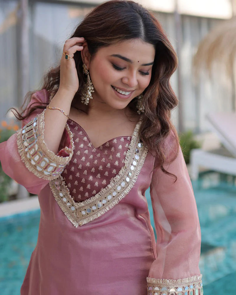 Womenline Dusty Rose Pink Color Salasa Plazzo Suit