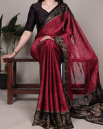Womenline Maroon Color Rangoli Silk Printed Saree