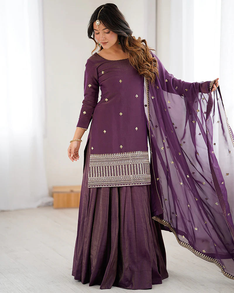 Womenline Dusty Mauve Color Western Style Embroidered Lehenga Choli