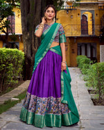 Womenline Purple Color Aastha Silk Printed Half Saree