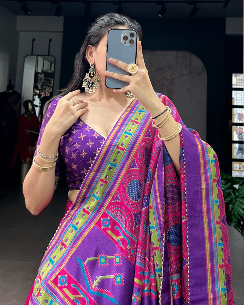 Womenline Pink Color Tasar Silk Traditional Lehenga Choli
