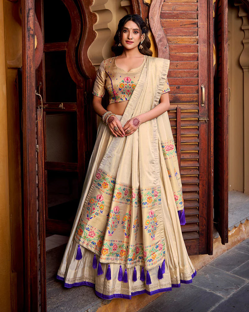 Womenline Designer Purple Color Paithani Silk Lehenga Choli